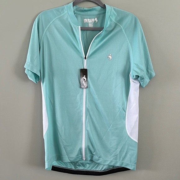 Muteki Other - Muteki Cycling Top Mesh fabric Pockets Full Zip Short Sleeve Sea Green/New/Flaw